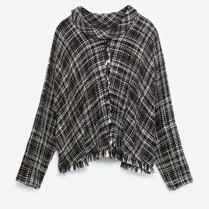Zara Frayed Tweed Black Forest /Pullover S